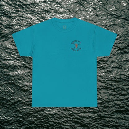 Bayou To Back Nine Softstyle Golf Tee - Vibrant turquoise cotton t-shirt featuring a stylish logo, perfect for casual outings and golf enthusiasts.