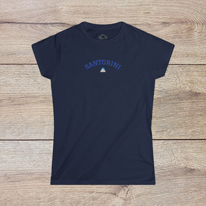 Santorini Tee in navy blue, featuring a seamless design, crafted from 100% ring-spun cotton for ultimate comfort and eco-friendliness.