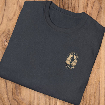 Vintage Southern Gentleman Golf Shirt displayed in a dark color with Country Club Outlaw logo, showcasing a classic fit and 100% cotton fabric.