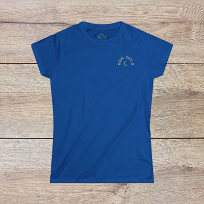 Moon Child T-Shirt in blue - Comfortable Soft Slim-Fit Tee for Dreamers, great for gifting.