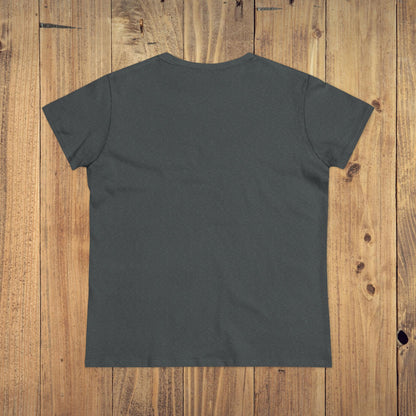 Back view of Stay Grounded Spiritual Tee, a comfortable crop top perfect for festivals and casual outings, displayed against a wooden backdrop.