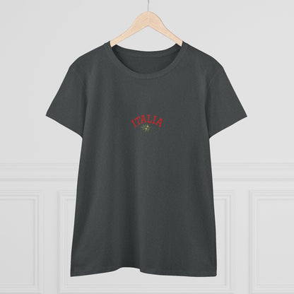 Front view of a Unisex Ultra Cotton Tee with Italian Heritage Design in charcoal gray, adorned with 'ITALIA' text for a trendy casual wear.