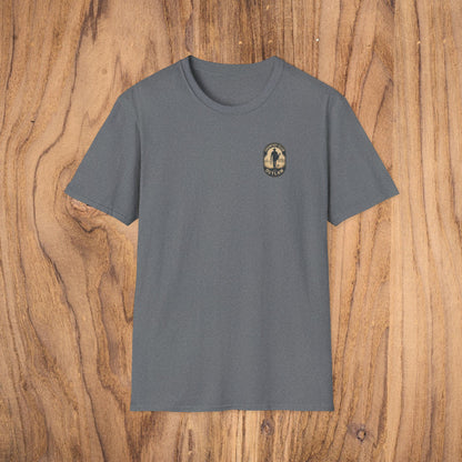 Vintage Southern Gentleman Golf Shirt in blue-gray, designed for comfort and style with 100% cotton fabric and a classic fit, perfect for golf enthusiasts.