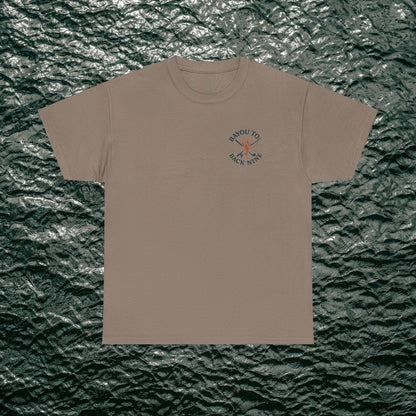 Bayou To Back Nine Softstyle Golf Tee in earthy tan color, showcasing a stylish design, ideal for easygoing fashion and leisure activities.