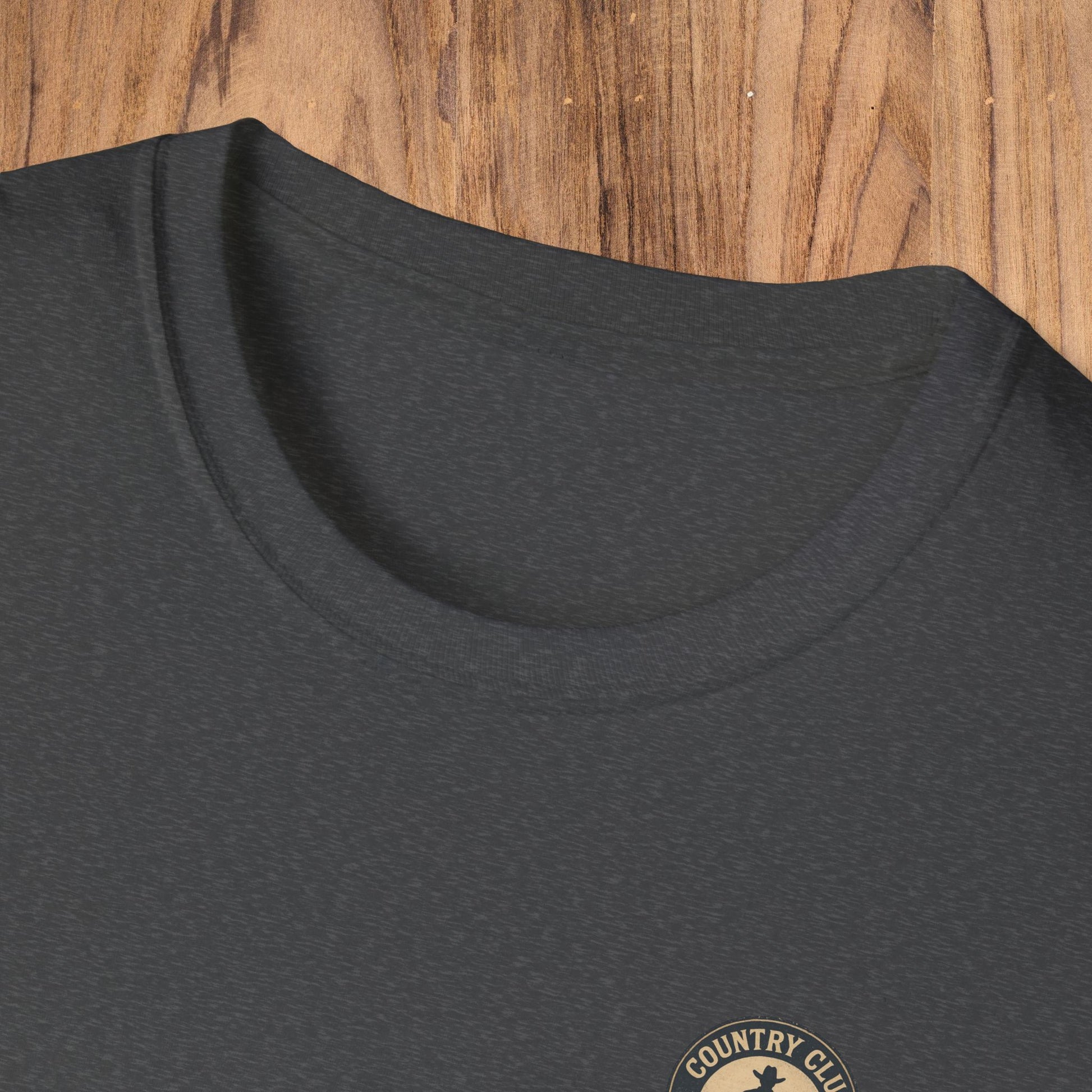 Detailed close-up of the neckline of the Vintage Southern Gentleman Golf Shirt, highlighting the soft fabric and classic fit. A must-have for golf enthusiasts.