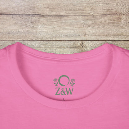 Close-up of the pink Mamacita Margarita Cotton Tee with a ribbed collar, showcasing its ethically sourced fabric and durability.