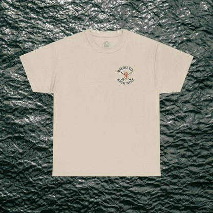 Bayou To Back Nine Softstyle Golf Tee in beige, a comfortable cotton t-shirt designed for casual style and relaxed outings.