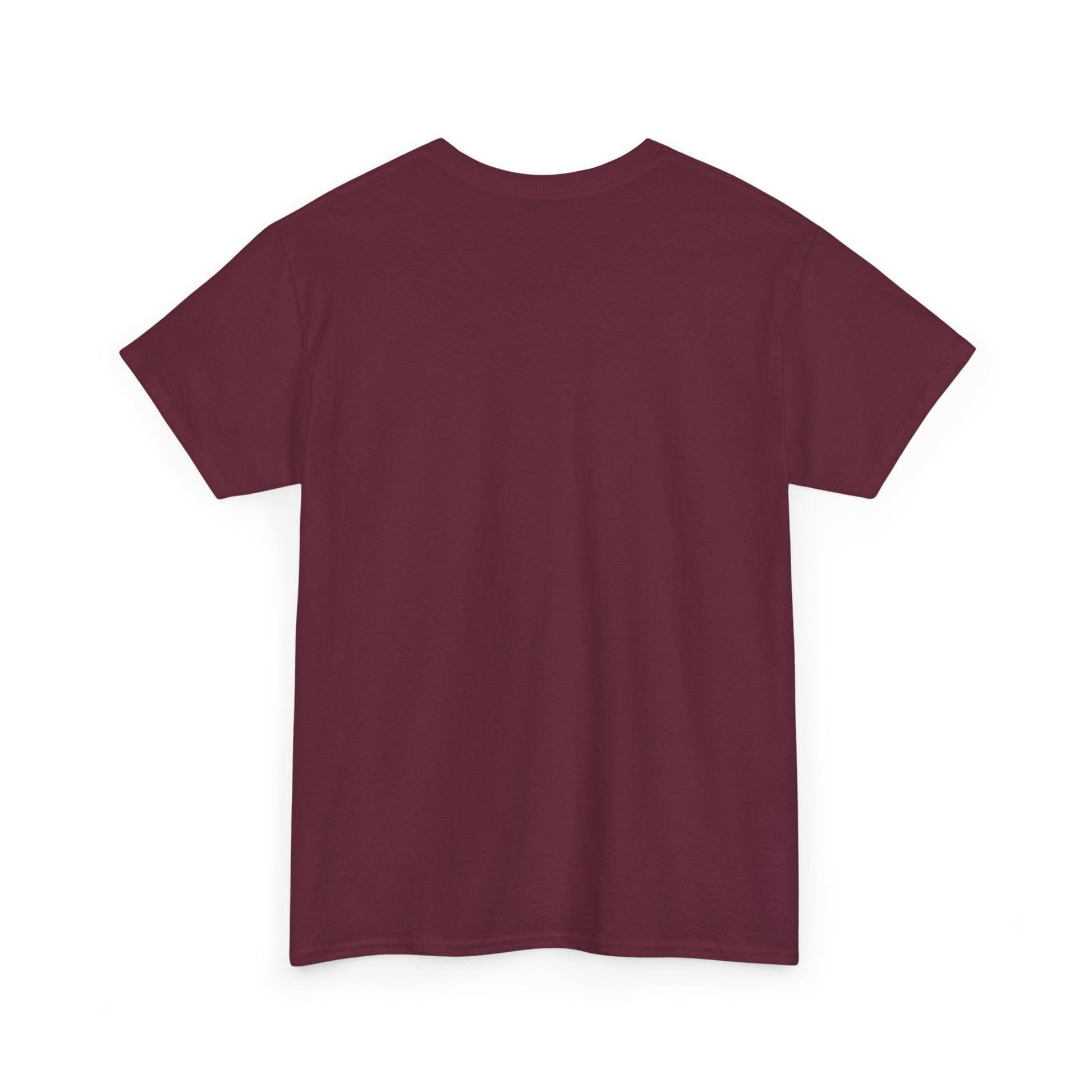 Back view of the True Crime & Moonshine Unisex Graphic Tee - Vintage Casual Wear for True Crime Lovers, emphasizing the comfortable fit and maroon color without graphics.