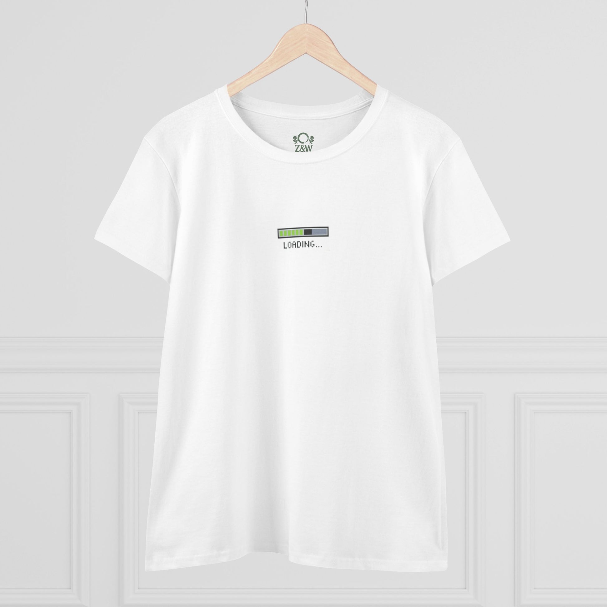 Front view of the 404 Y2K Graphic T-Shirt showcasing a minimalist 'Loading...' bar. Ideal for casual wear and embracing early 2000s vibes.