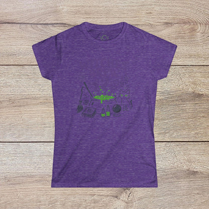 Witches' Brew Halloween T-Shirt showcasing a playful design with a green potion and black cat on a purple heather background, made from eco-friendly cotton for a classic fit.