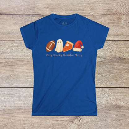 Cozy Seasonal Women's Tee | Fall Winter Graphic T-Shirt, Ghost Tee, Thanksgiving Shirt, Holiday Apparel, Cute Casual Wear - ZenAndWhiskey