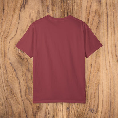Back view of the Country Club Cowboy Graphic Tee in maroon, designed with a smooth finish and eco-friendly materials.
