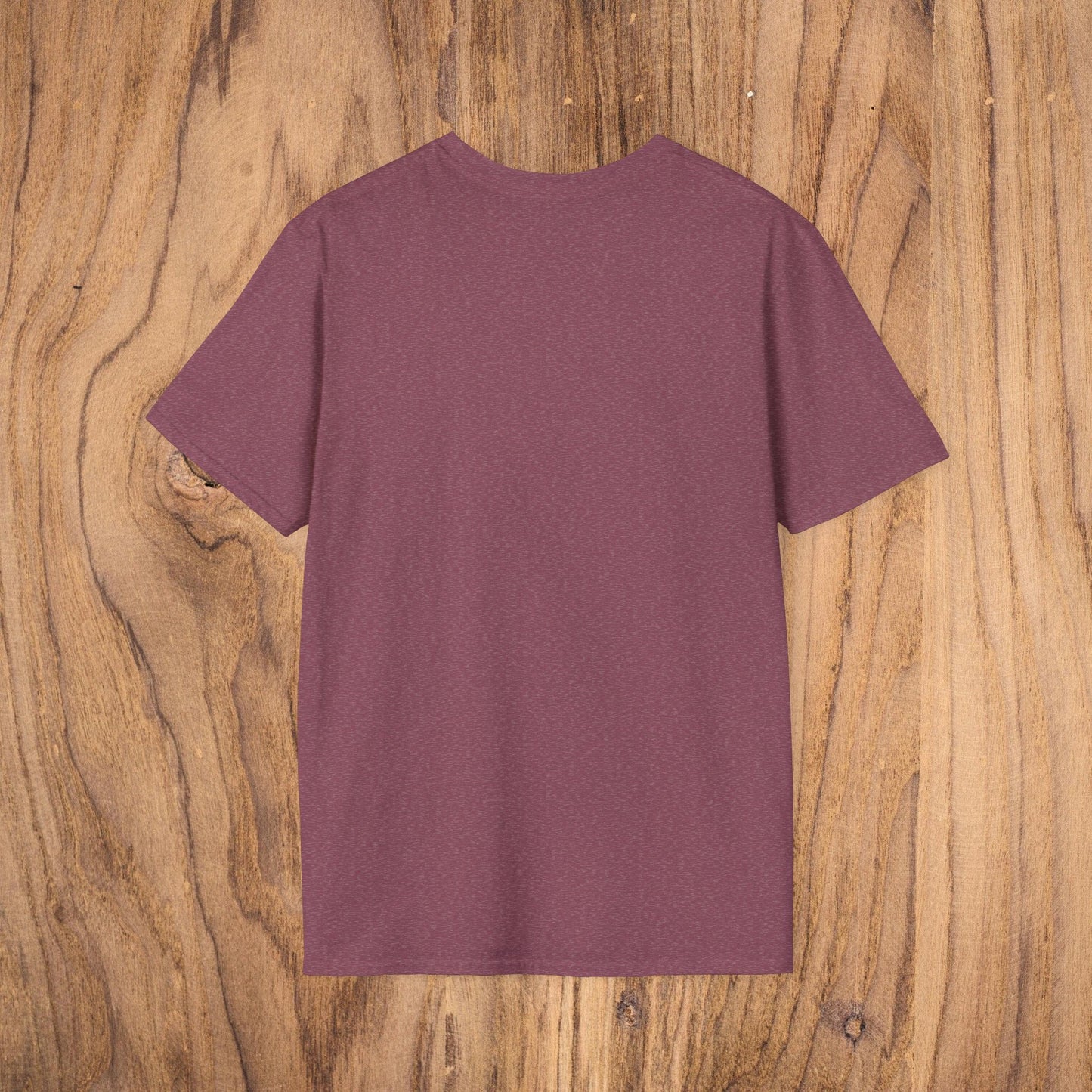 Back view of a maroon Vintage Southern Gentleman Golf Shirt on a wooden background, demonstrating the classic fit and stylish simplicity.