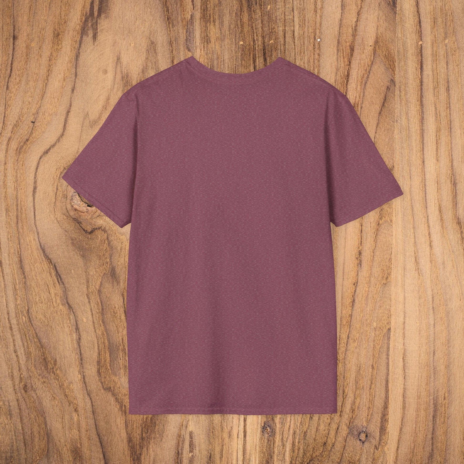Back view of a maroon Vintage Southern Gentleman Golf Shirt on a wooden background, demonstrating the classic fit and stylish simplicity.