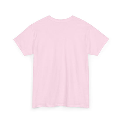 Back view of True Crime & Moonshine Unisex Graphic Tee in soft pink, showcasing its comfortable design, ideal for everyday wear.