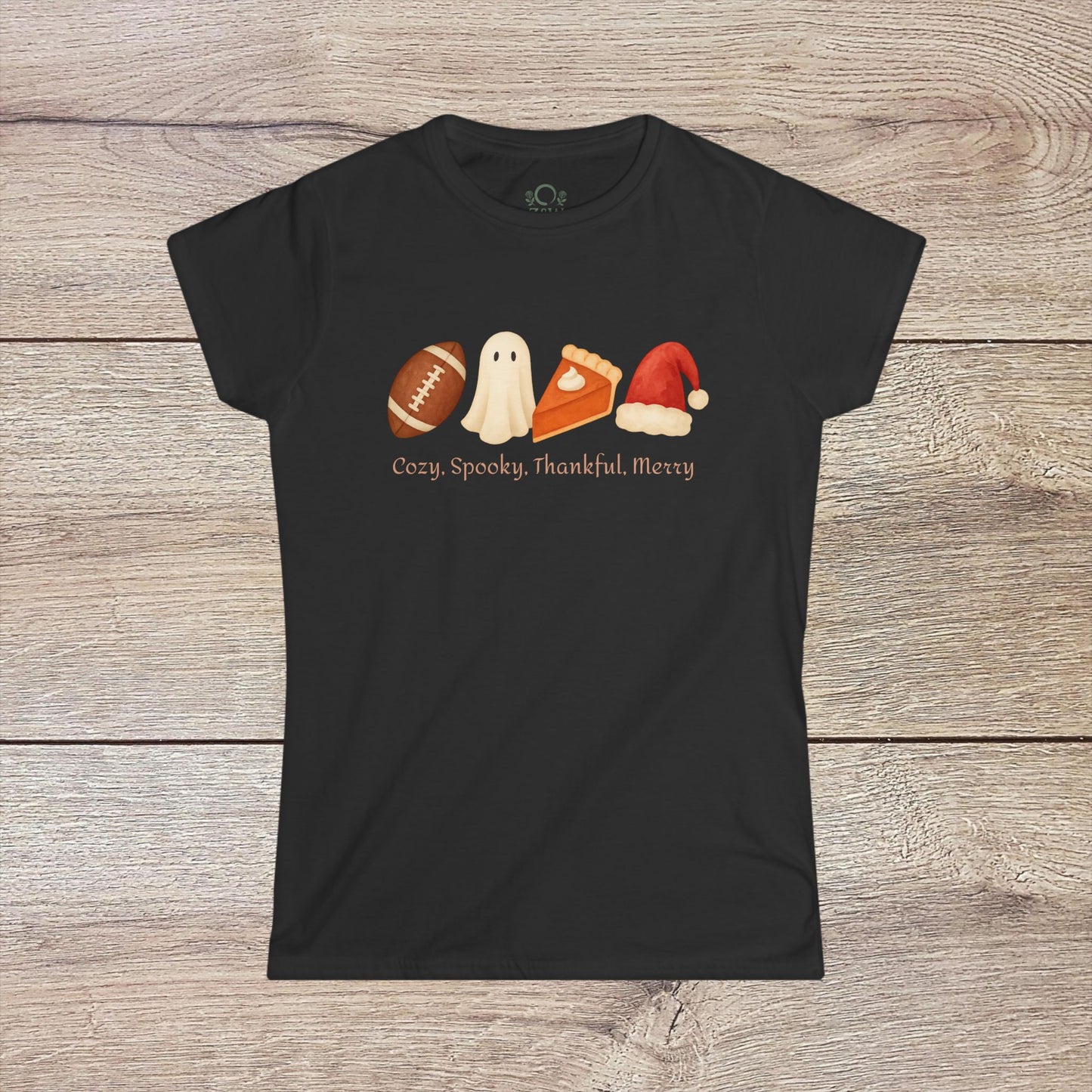 Cozy Seasonal Women's Tee | Fall Winter Graphic T-Shirt, Ghost Tee, Thanksgiving Shirt, Holiday Apparel, Cute Casual Wear - ZenAndWhiskey