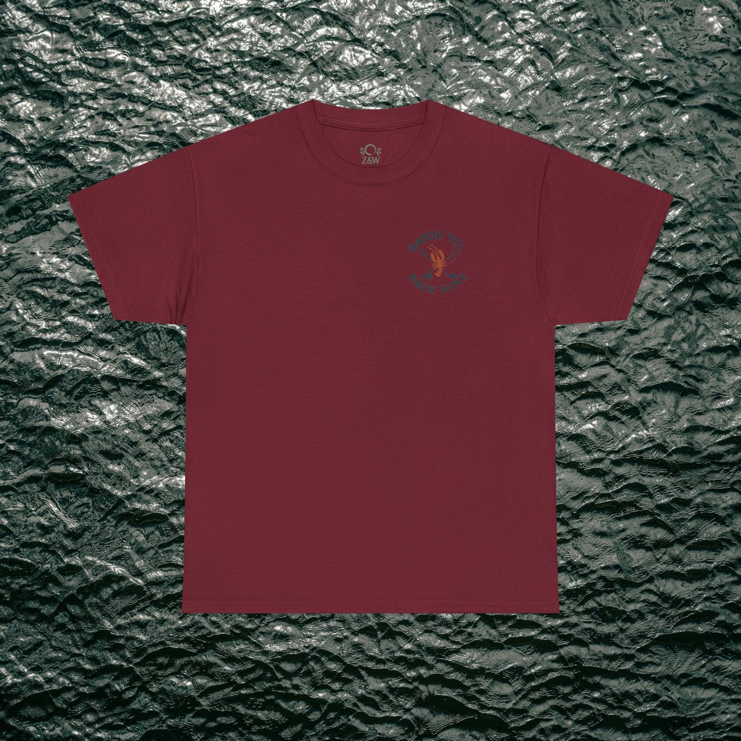 Bayou To Back Nine Softstyle Golf Tee - Comfortable cotton t-shirt in maroon color, designed for casual style and relaxed outings.