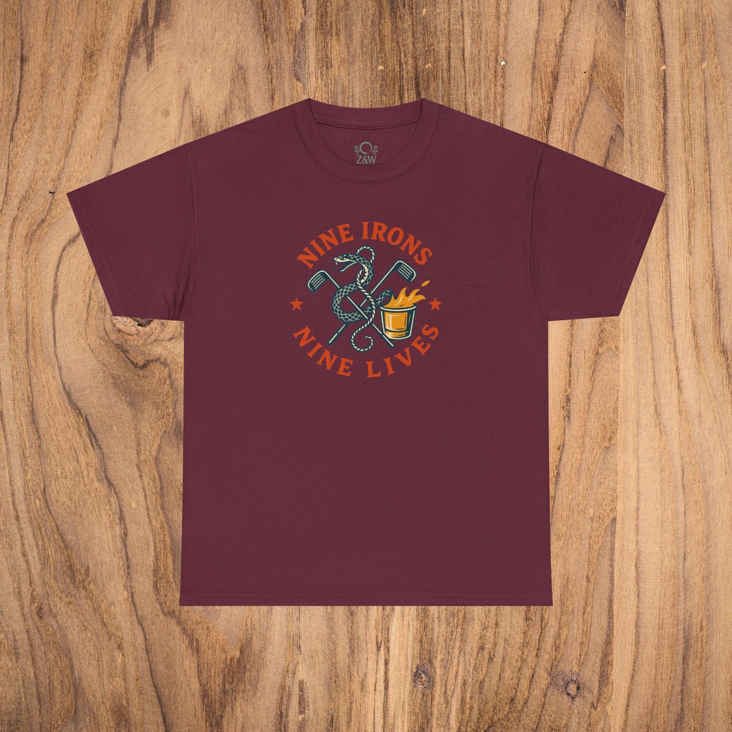 Golf-Themed 100% Cotton T-Shirt in Burgundy - Fun Casual Wear for Golf Lovers, Perfect Gift for Dads