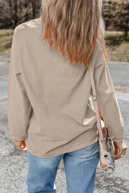 Back view of the Cowgirl Graphic Long Sleeve Sweatshirt, highlighting its relaxed fit and soft fabric. Ideal for stylish and comfortable wear.