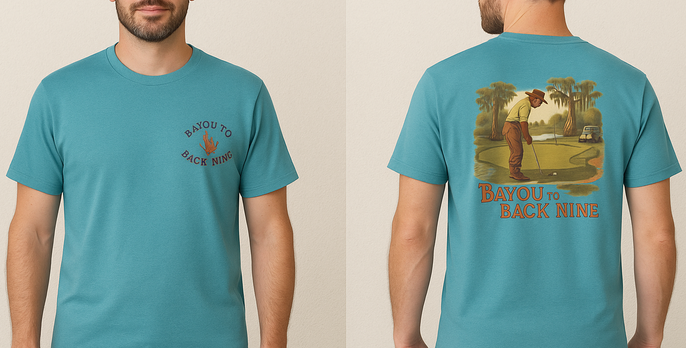 Bayou To Back Nine Softstyle Golf Tee featuring a classic crew neckline design, ideal for casual outings and relaxed style.