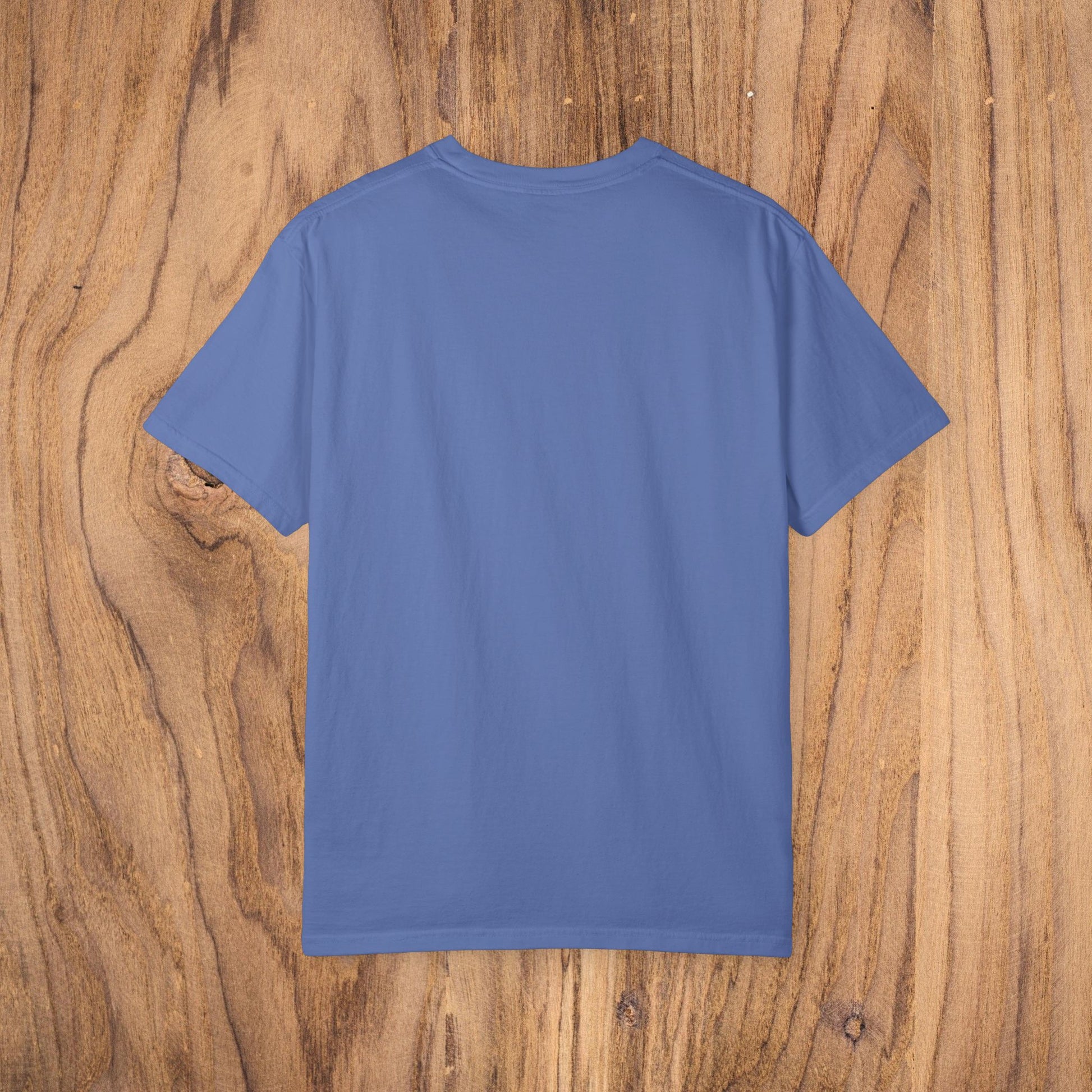 Back view of the Bayshore Lifestyle Tee in blue, highlighting the smooth, comfortable fit without graphics.