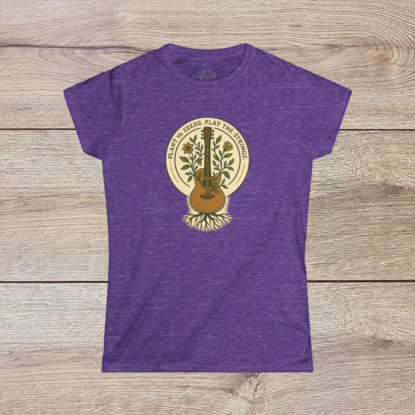 Cozy Plant Guitar Sweatshirt with Kangaroo Pocket and Adjustable Hood - Ethically Made, featuring a vibrant purple color with a unique guitar and plant graphic.