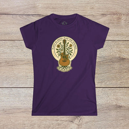 Cozy Plant Guitar Sweatshirt with Kangaroo Pocket and Adjustable Hood - Ethically Made, illustrated in a rich purple tone adorned with an artistic guitar and botanical design.