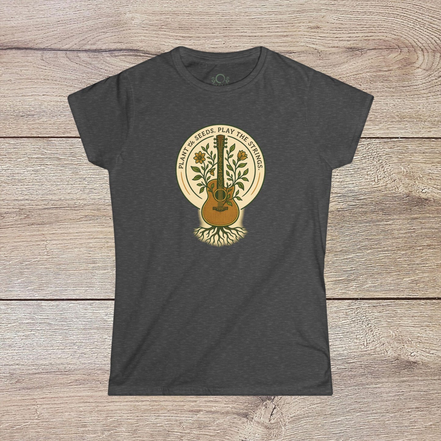 Stylish Cozy Plant Guitar Sweatshirt in dark gray with kangaroo pocket and adjustable hood - Ethically Made