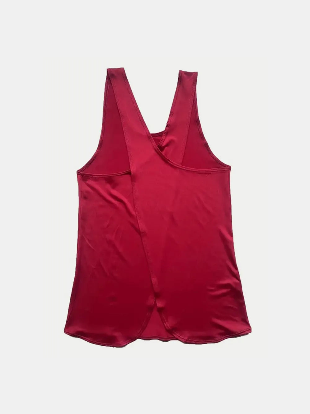 Back perspective of the Crisscross Scoop Neck Tank Top for Active Wear in red, emphasizing the flattering silhouette and comfortable fit perfect for active lifestyles.