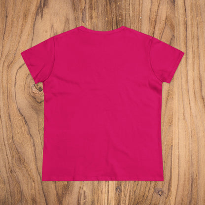 Back view of the Sunflower & Butterflies Cotton Tee for Women in rich magenta, highlighting its soft cotton material for ultimate comfort.