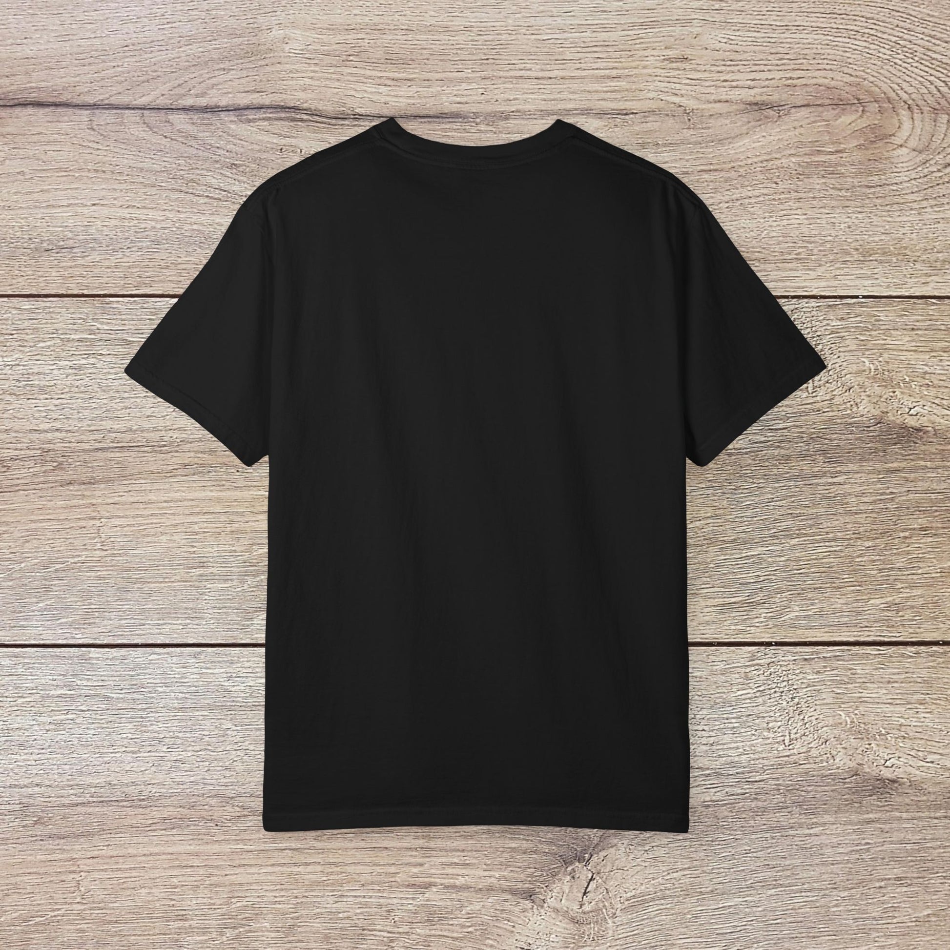 Men's Golden Tee: Comfortable Cotton T-Shirt with Ribbed Collar, showcasing the plain back of the shirt in black, great for layering and versatile styling options.