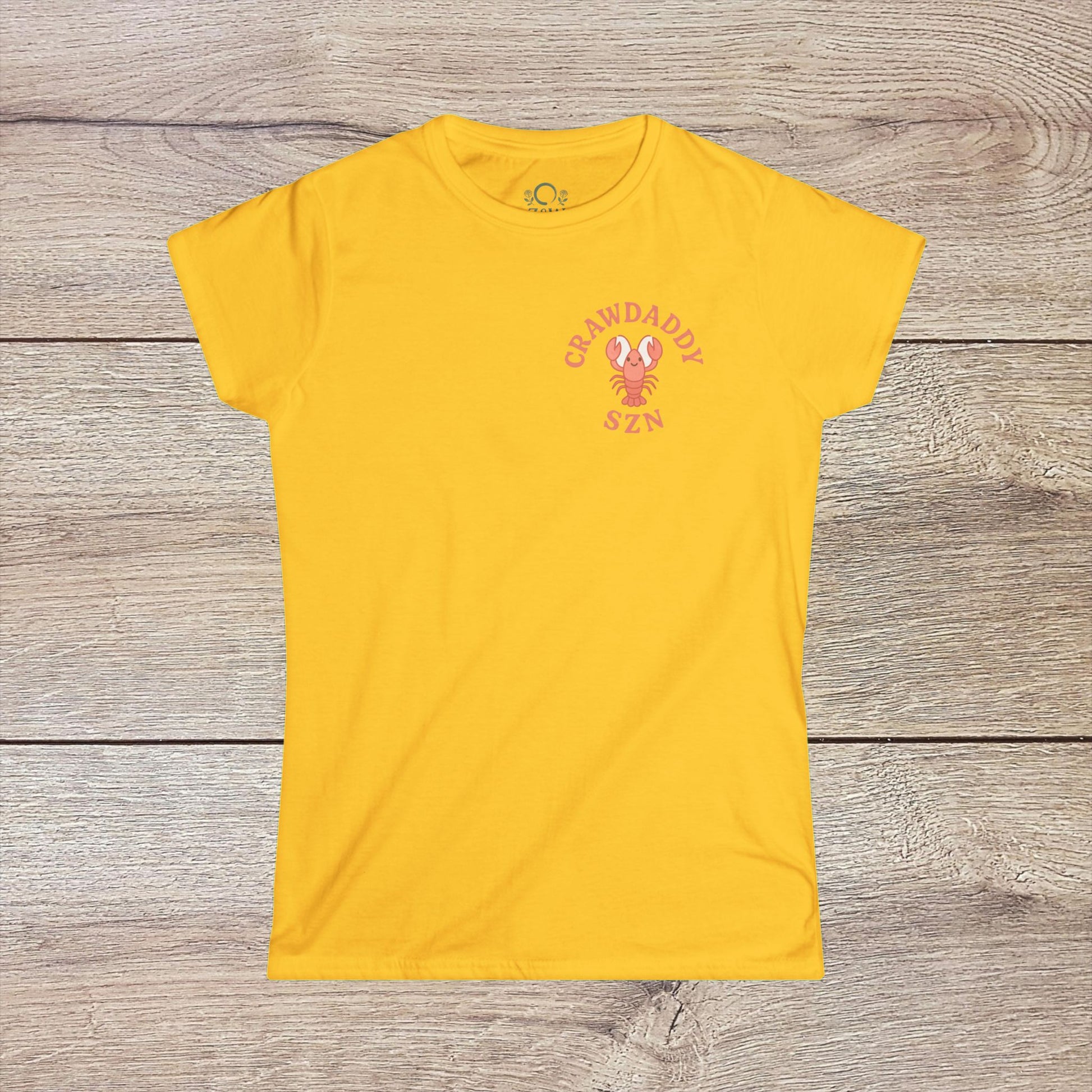 Crawfish Boil Shirt for Women | Fun Seafood Tee for Summer Festivals & NOLA Celebrations in vibrant yellow, showcasing a fun crawdad graphic.