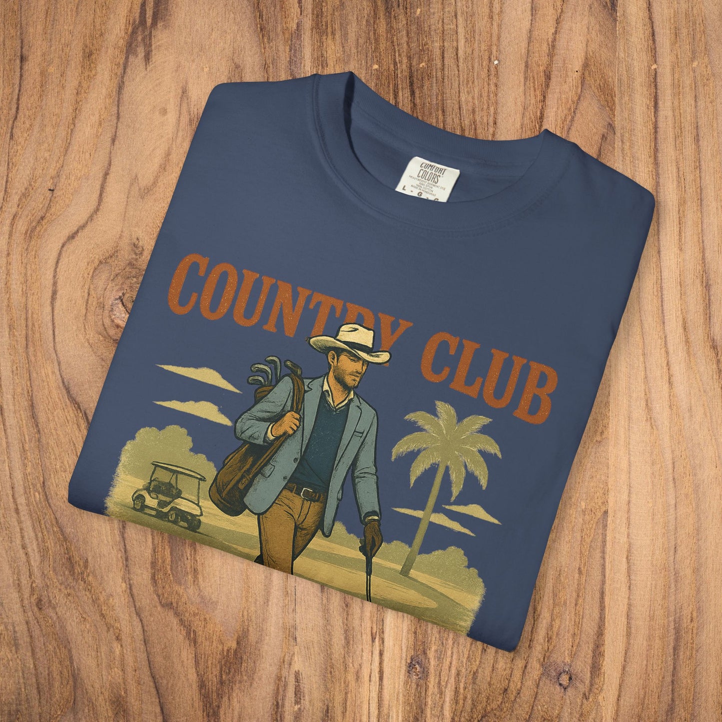 Front view of the Country Club Cowboy Graphic Tee featuring a vintage cowboy graphic ideal for casual wear.