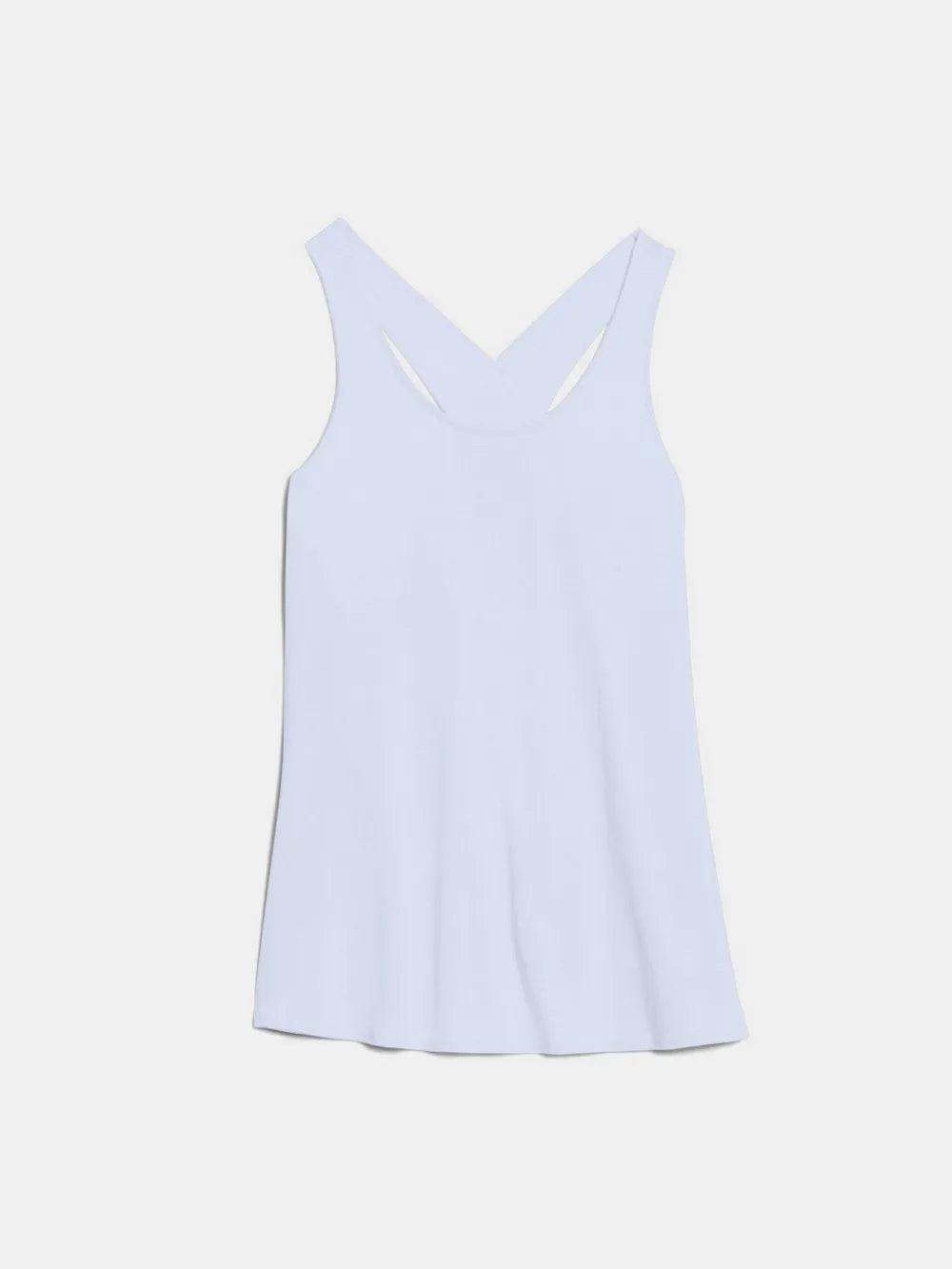Front view of the Crisscross Scoop Neck Tank Top for Active Wear in light blue, showcasing its comfortable design, ideal for fitness enthusiasts.
