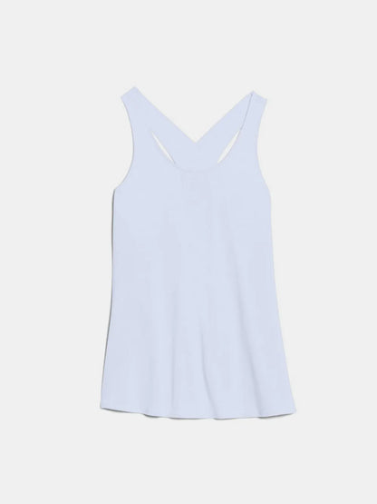 Front view of the Crisscross Scoop Neck Tank Top for Active Wear in light blue, showcasing its comfortable design, ideal for fitness enthusiasts.