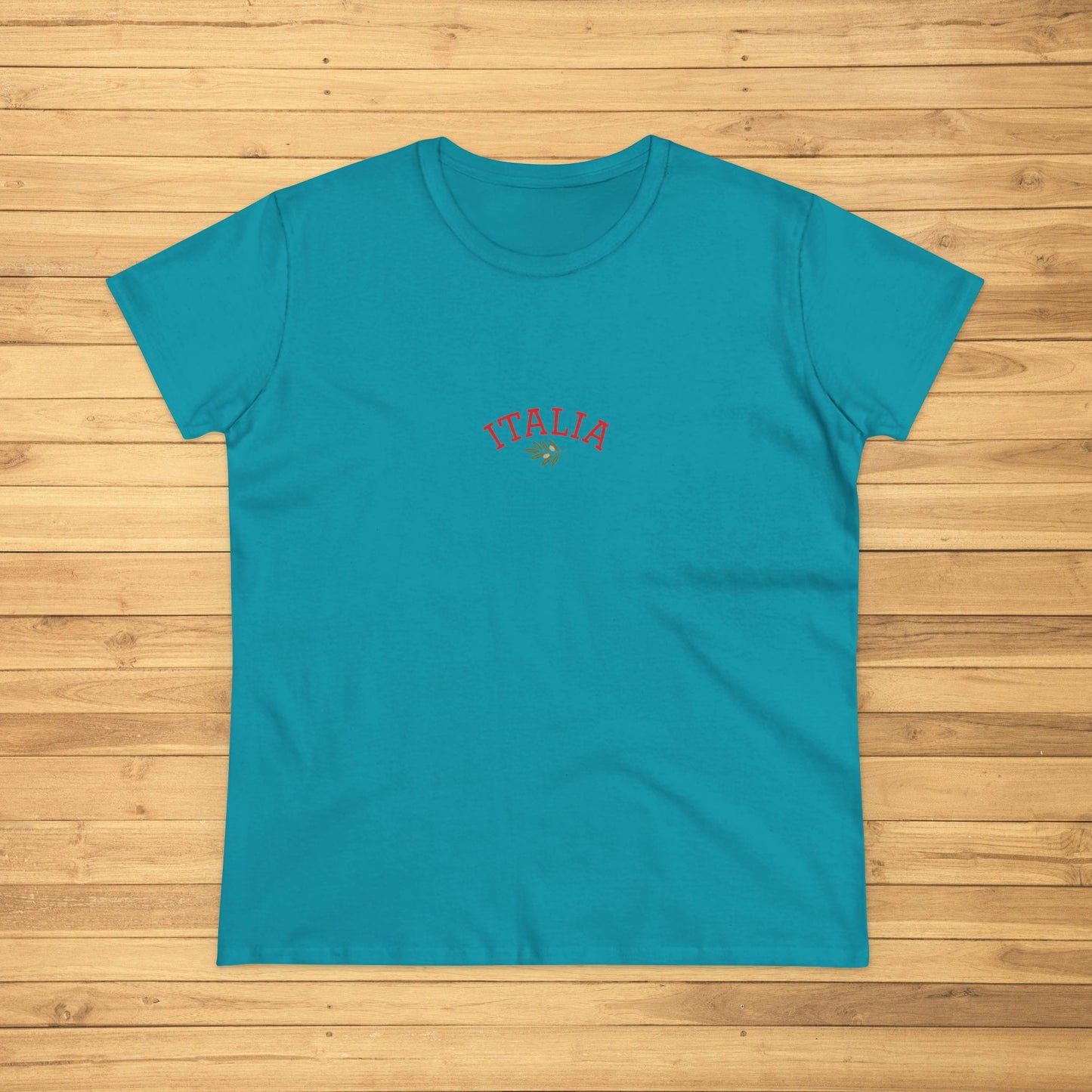 Unisex Ultra Cotton Tee with Italian Heritage Design in teal color - Perfect for Casual Adventures
