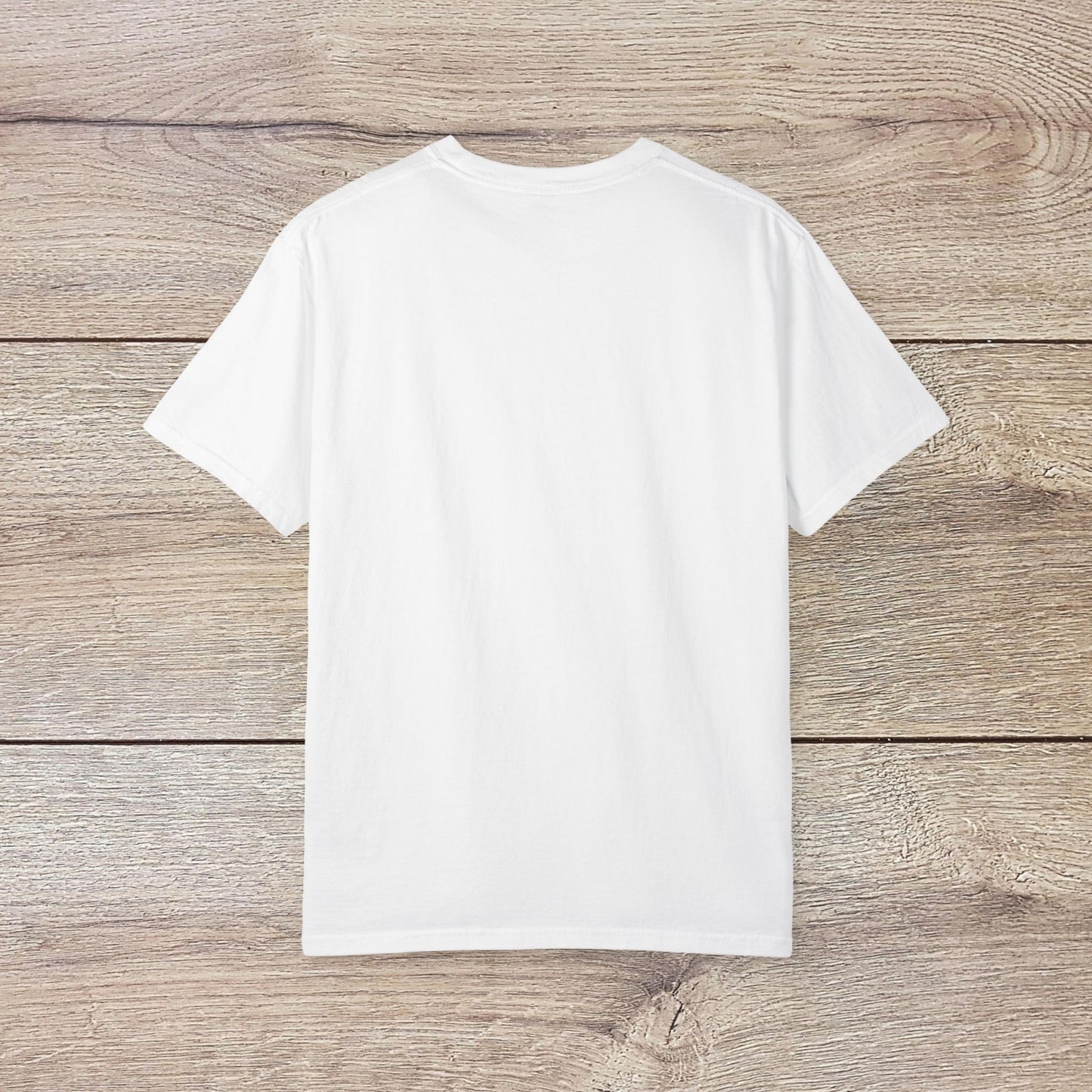 Back view of Men's Golden Tee, showcasing a classic white cotton t-shirt with a comfortable fit and ribbed collar, perfect for layering.
