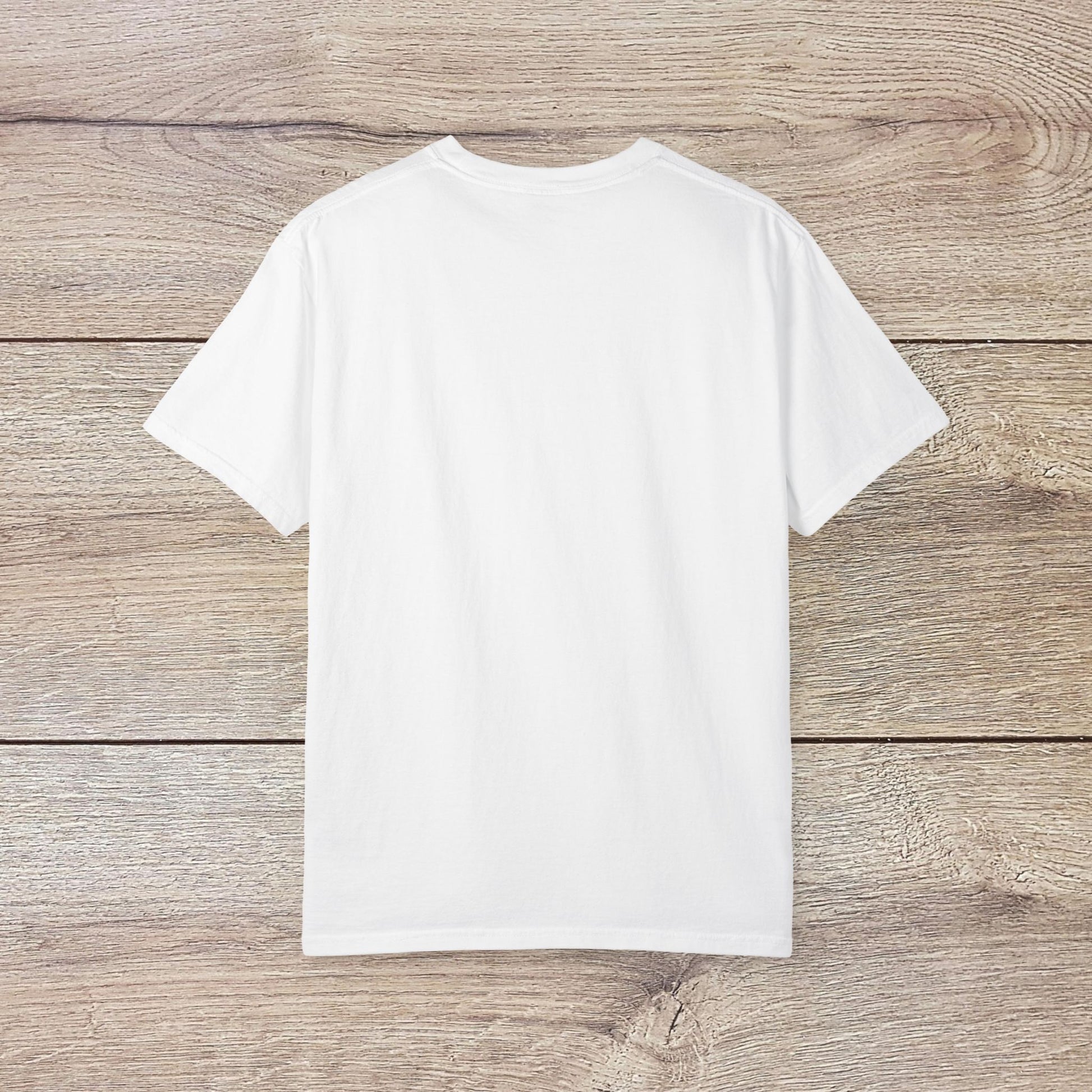Back view of Men's Golden Tee, showcasing a classic white cotton t-shirt with a comfortable fit and ribbed collar, perfect for layering.