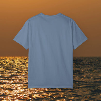 Back view of the Boating T-Shirt For Summer in light blue, showcasing its soft cotton fabric for ultimate comfort.