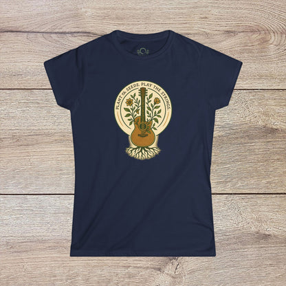 Classic Cozy Plant Guitar Sweatshirt in navy, featuring a cozy kangaroo pocket and adjustable hood - Ethically Made