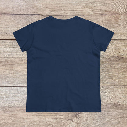 Back view of the navy Wine Not Tee, designed with no side seams providing a smooth finish, perfect for casual wine enthusiasts.