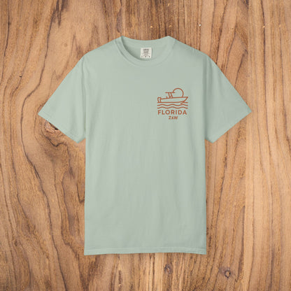 Unisex Florida Graphic Tee in light green, elegant and soft US cotton fabric, available in sizes S to 4XL, perfect for versatile casual wear.