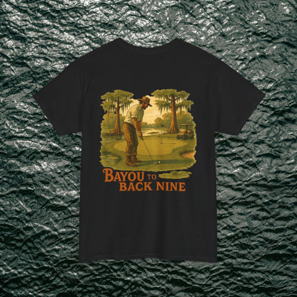 Bayou To Back Nine Softstyle Golf Tee featuring vintage golfer graphic, perfect for comfortable casual style and relaxed outings.