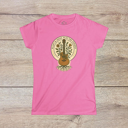 Cozy Plant Guitar Sweatshirt with Kangaroo Pocket and Adjustable Hood - Ethically Made, showcased in pink, featuring a creative guitar and plant motif.
