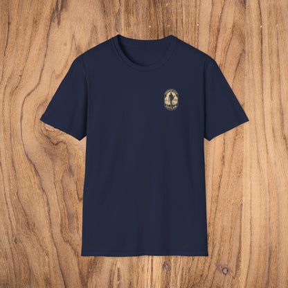 Vintage Southern Gentleman Golf Shirt in navy blue, showcasing a classic fit and country club outlaw emblem on the front.