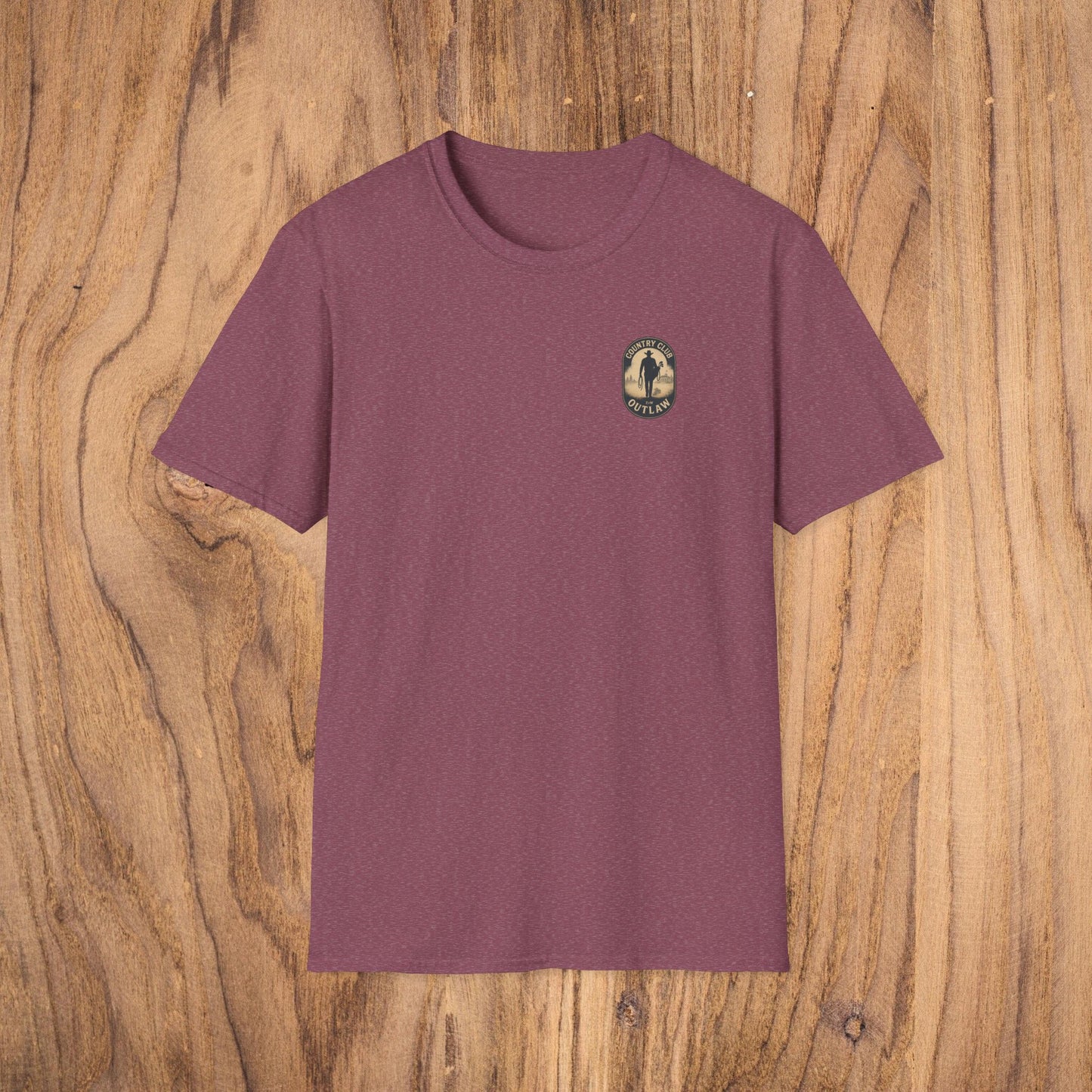 Vintage Southern Gentleman Golf Shirt in maroon color, offering a classic fit with a stylish country club outlaw logo for casual wear.