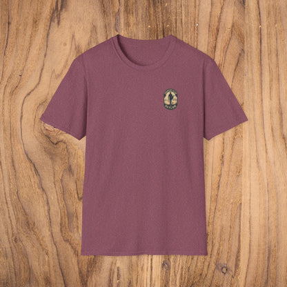 Vintage Southern Gentleman Golf Shirt in maroon color, offering a classic fit with a stylish country club outlaw logo for casual wear.