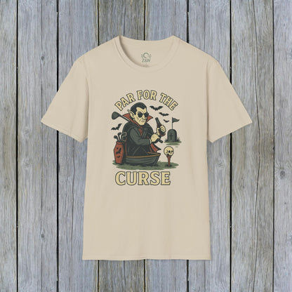 Cream Funny Halloween Unisex T-Shirt with 'Par For The Curse' print, perfect addition to your spooky fall closet.
