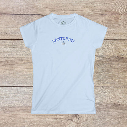 Santorini Tee in light blue, featuring a seamless and eco-friendly design, made from 100% ring-spun cotton. A perfect blend of style and comfort.