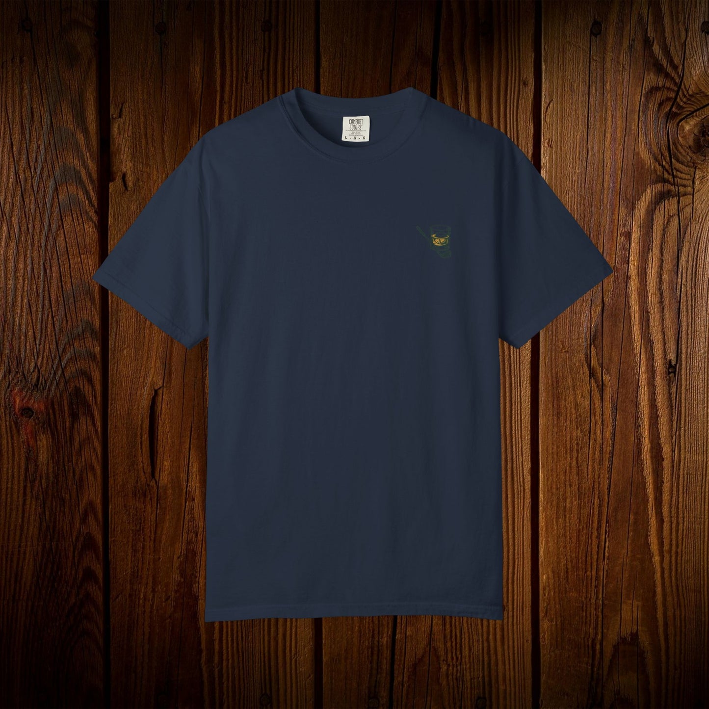 Men's Golf & Whiskey Tee in navy blue, featuring eco-friendly design, soft cotton fabric and unique natural color, perfect for golfers.